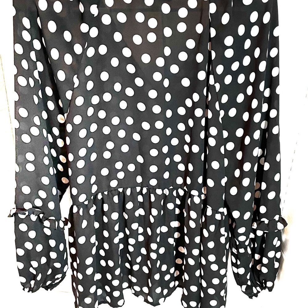 Counterparts Black and White Polka Dot Women’s Blouse Size Medium - Picture 3 of 12